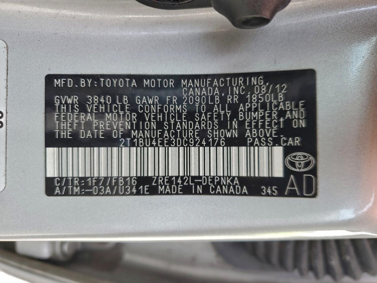 2013 TOYOTA COROLLA