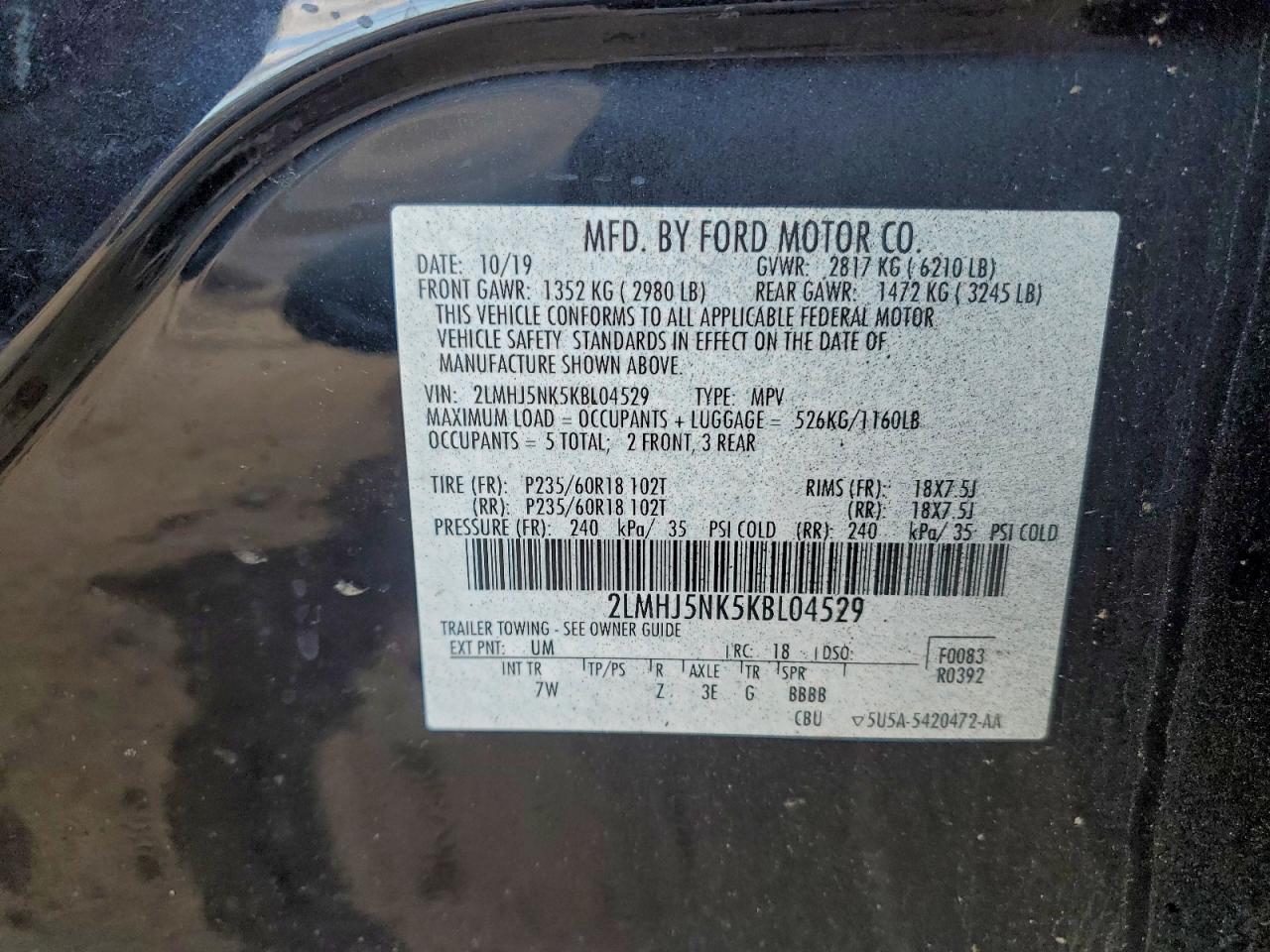 2019 LINCOLN MKT