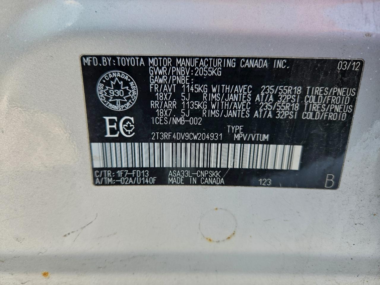 2012 TOYOTA RAV4