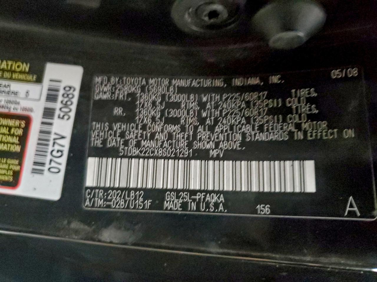 2008 TOYOTA SIENNA