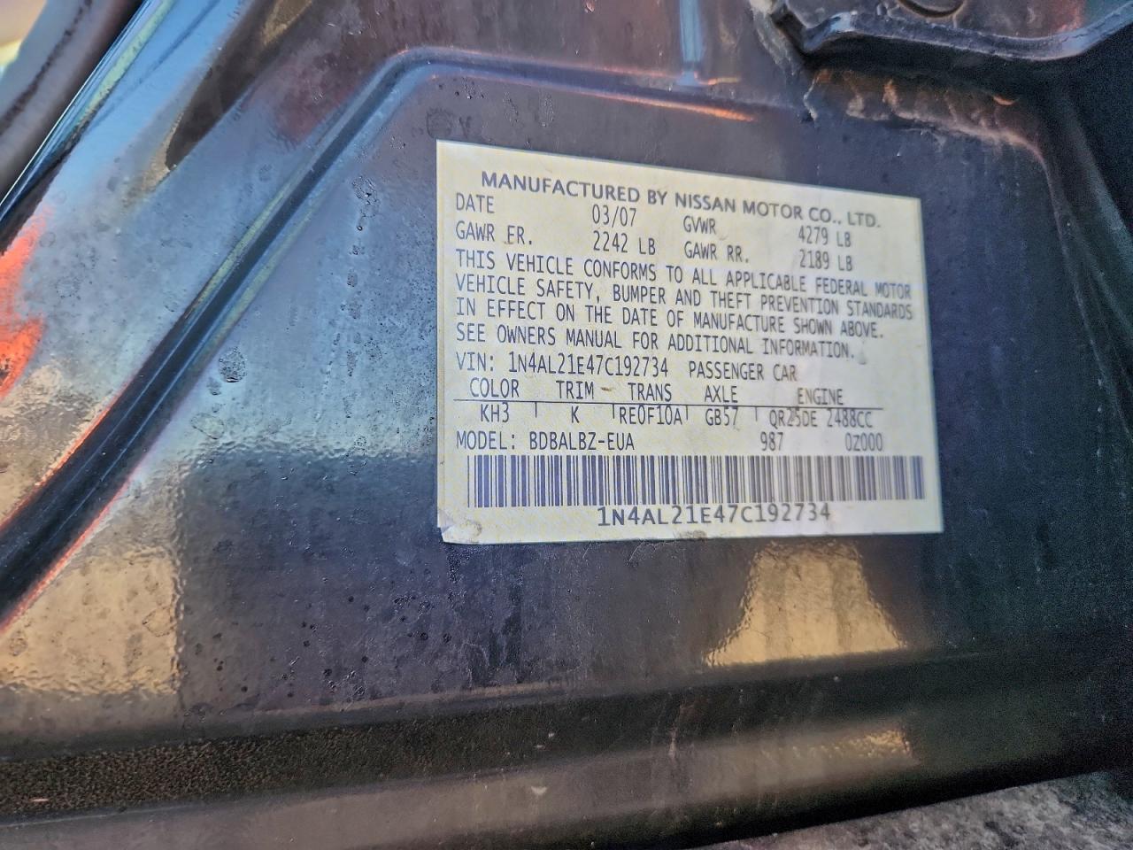 2007 NISSAN ALTIMA