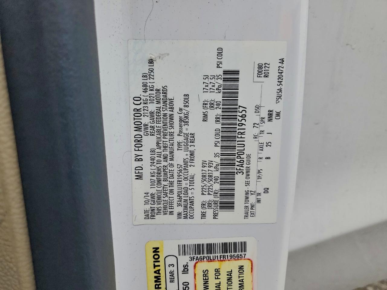 2015 FORD FUSION