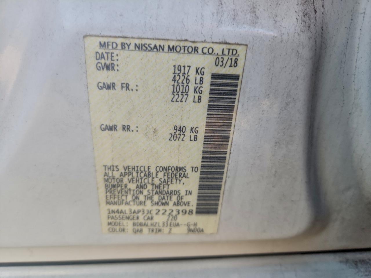 2018 NISSAN ALTIMA