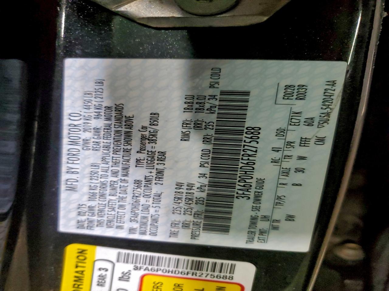 2015 FORD FUSION