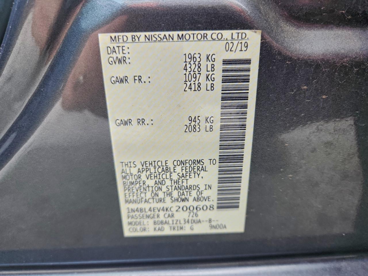 2019 NISSAN ALTIMA
