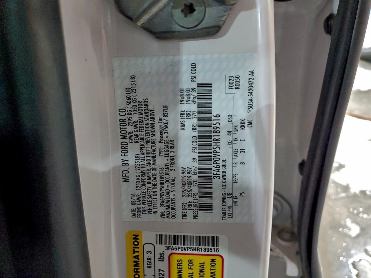 2017 FORD FUSION