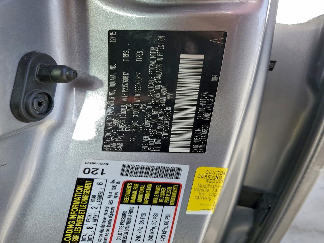 2015 TOYOTA SIENNA
