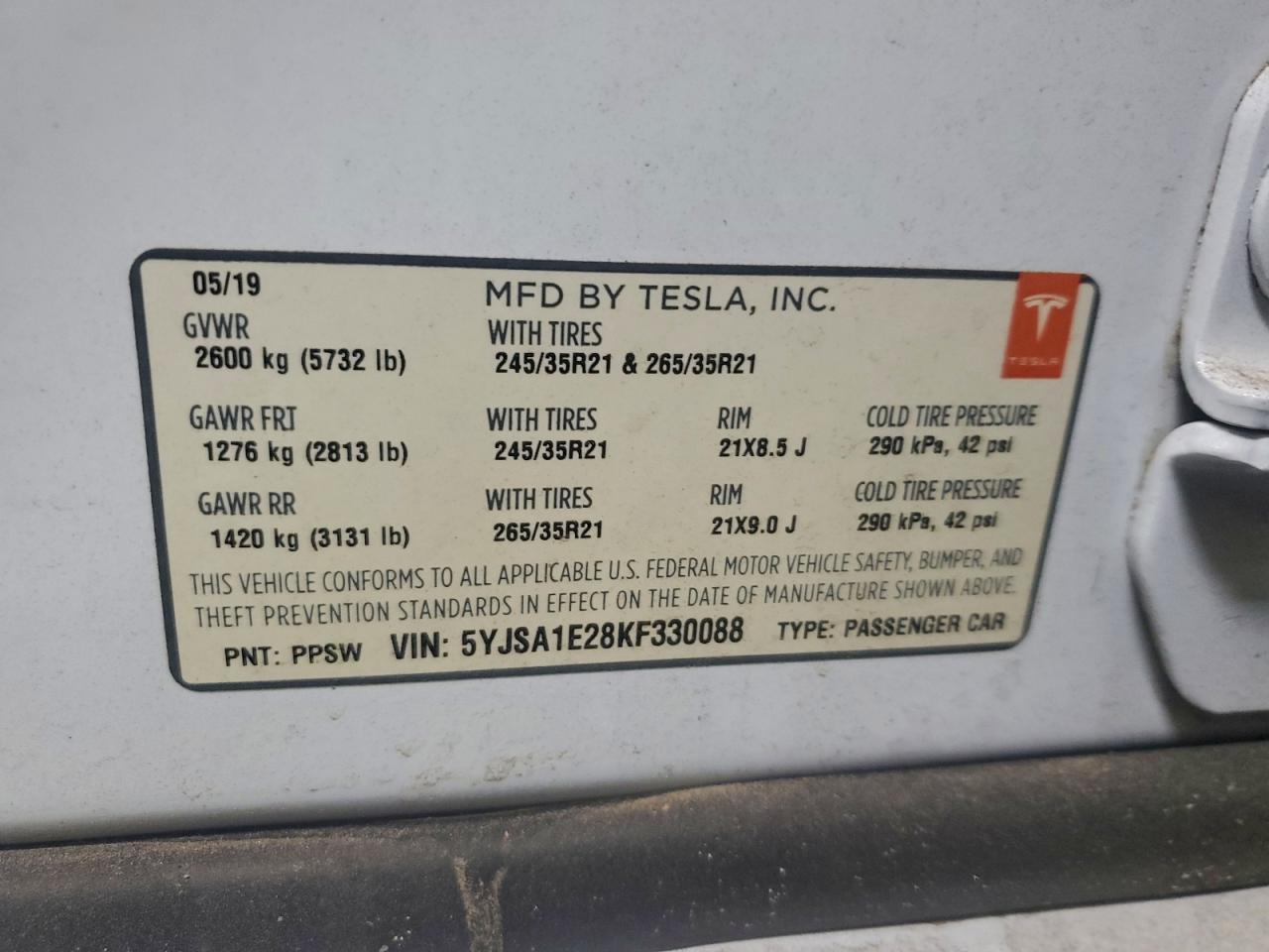 2019 TESLA MODEL S