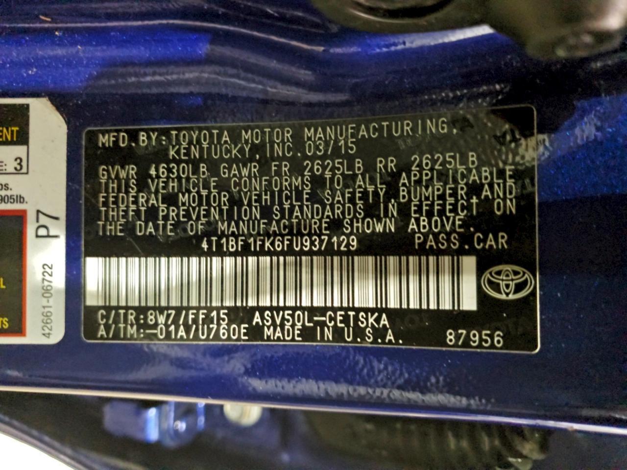 2015 TOYOTA CAMRY