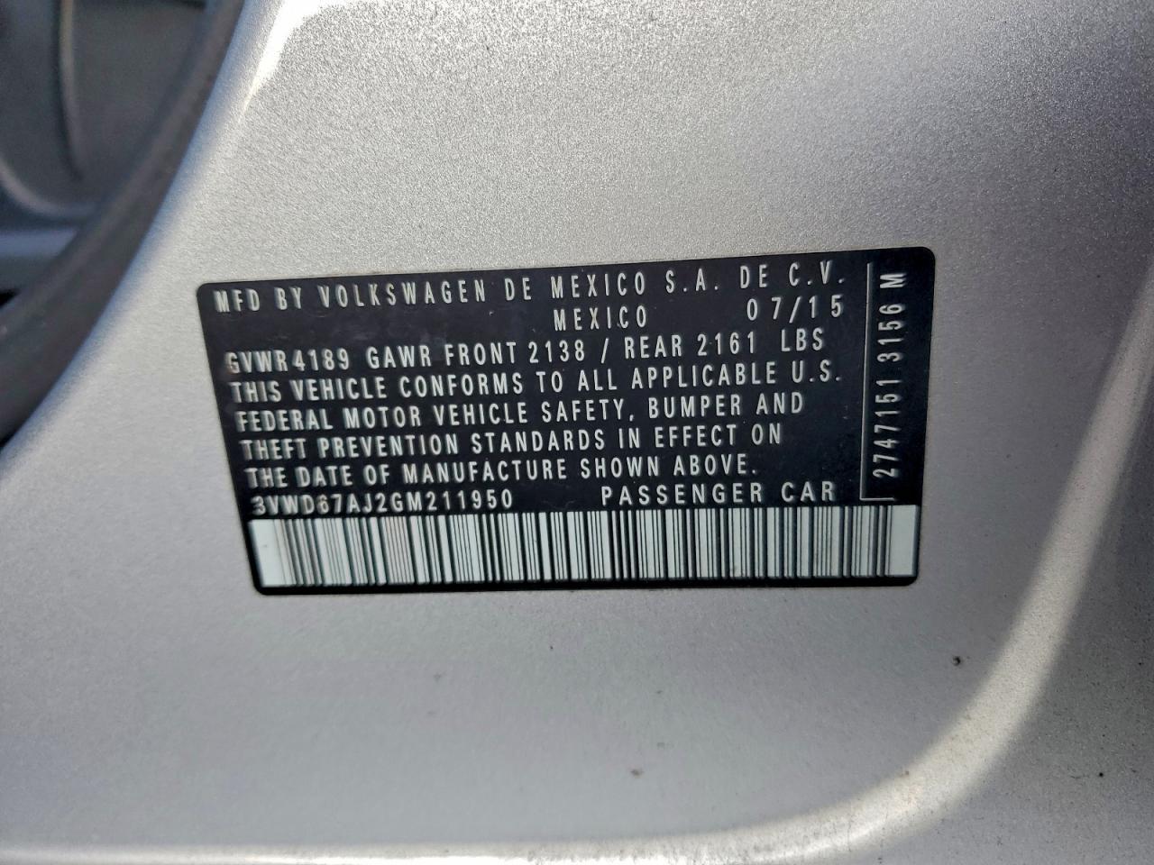 2016 VOLKSWAGEN JETTA