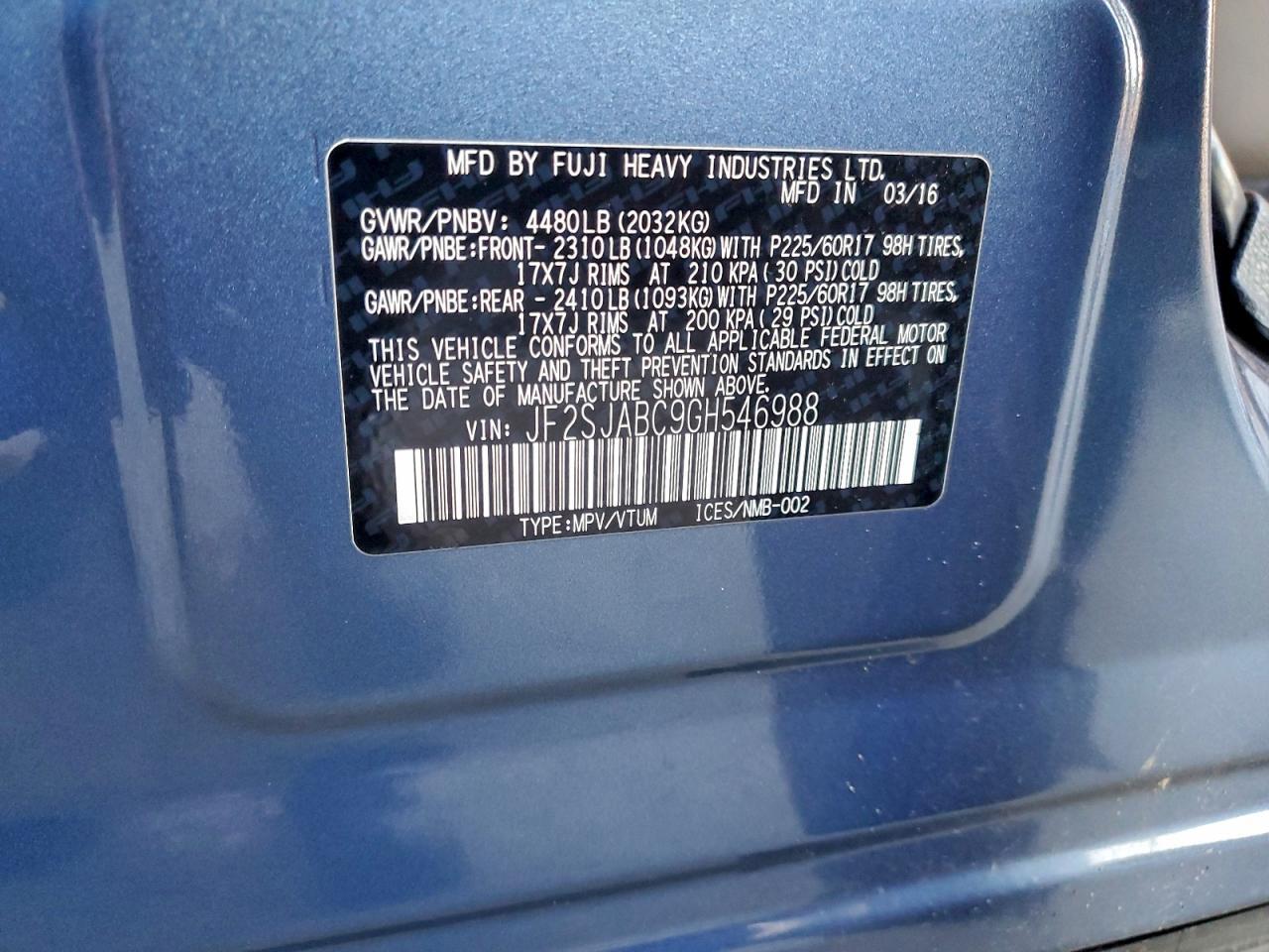 2016 SUBARU FORESTER