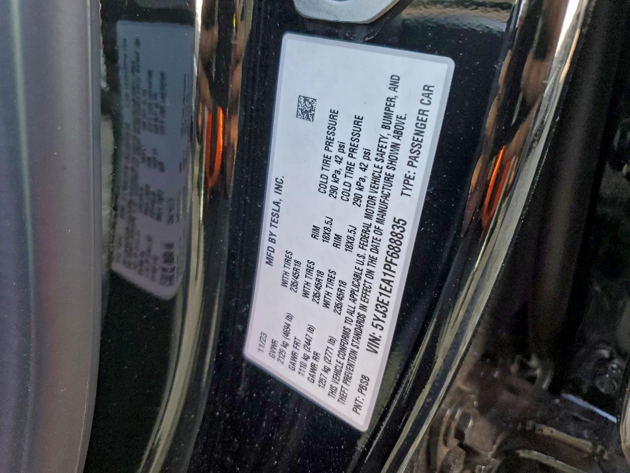 2023 TESLA MODEL 3