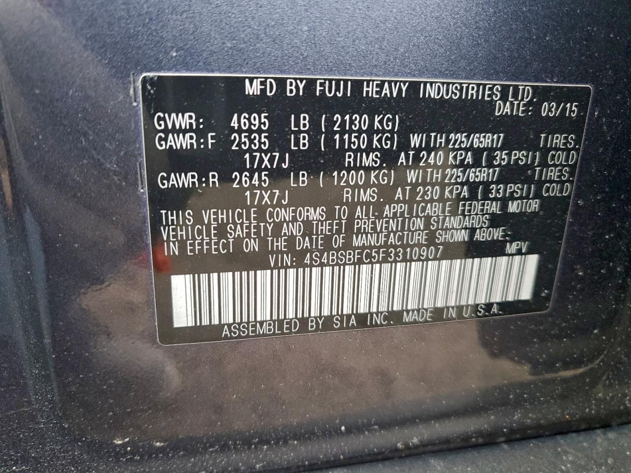 2015 SUBARU Outback