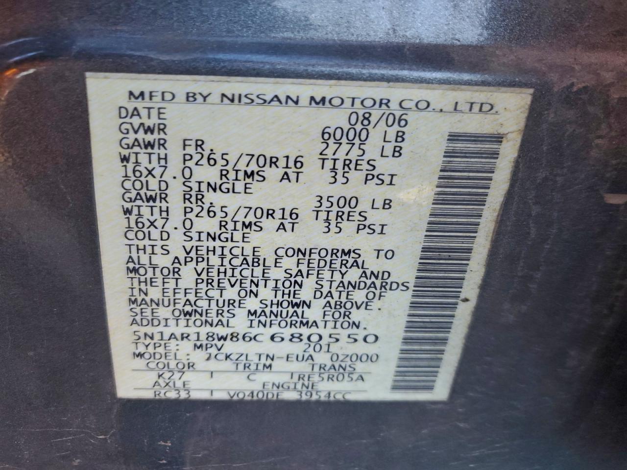 2006 NISSAN PATHFINDER