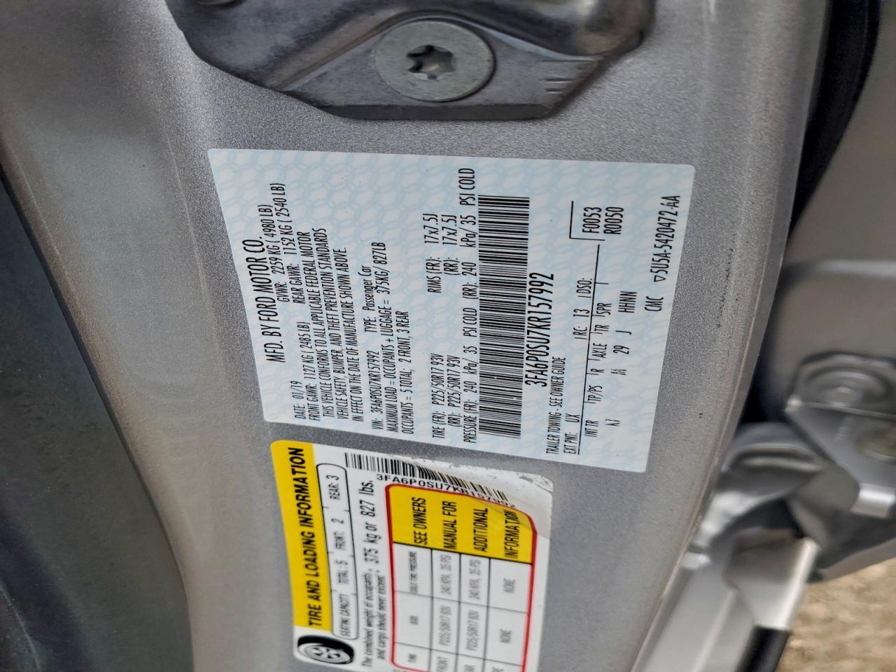 2019 FORD FUSION