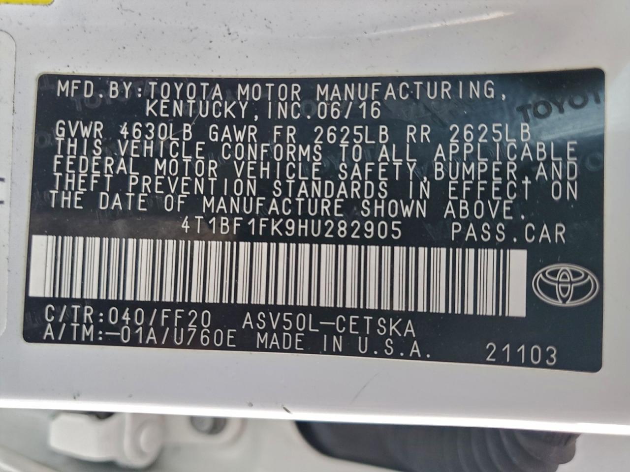 2017 TOYOTA CAMRY
