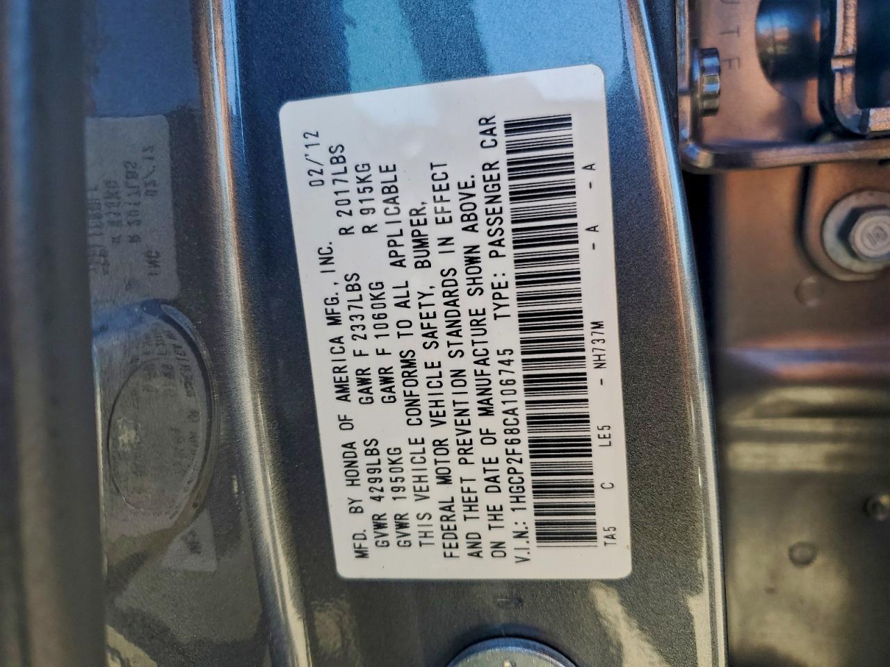 2012 HONDA ACCORD