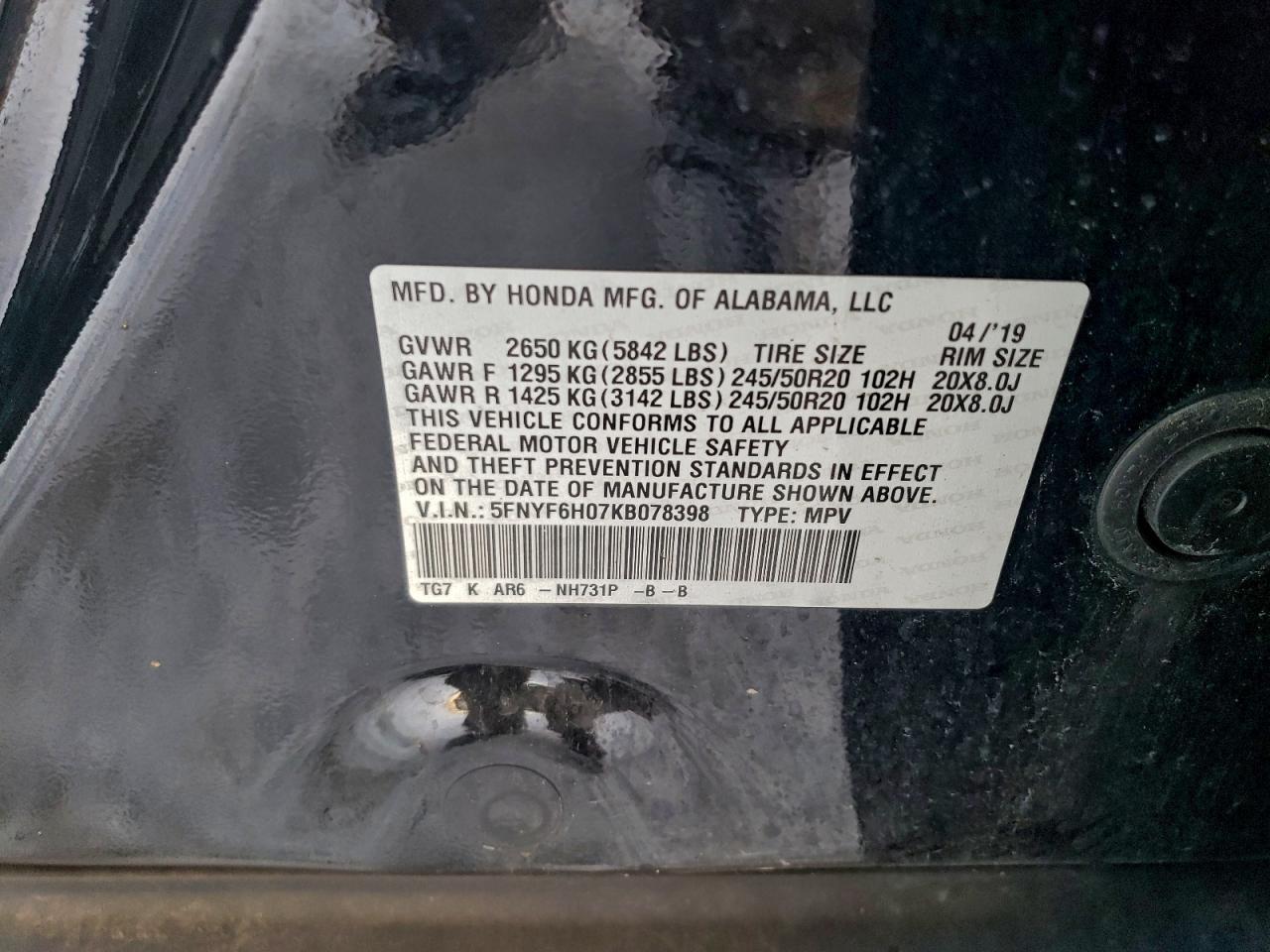 2019 HONDA PILOT