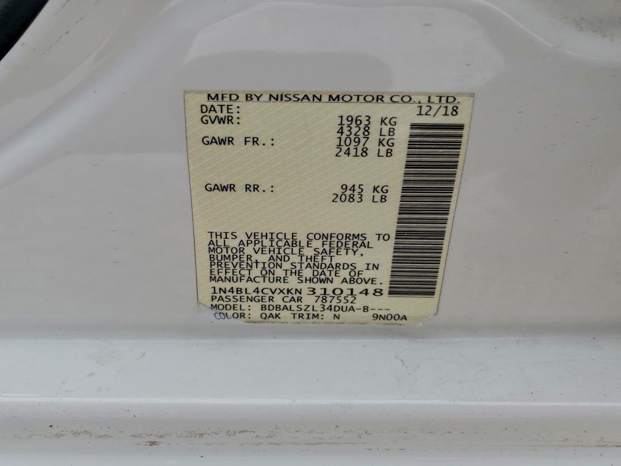 2019 NISSAN ALTIMA