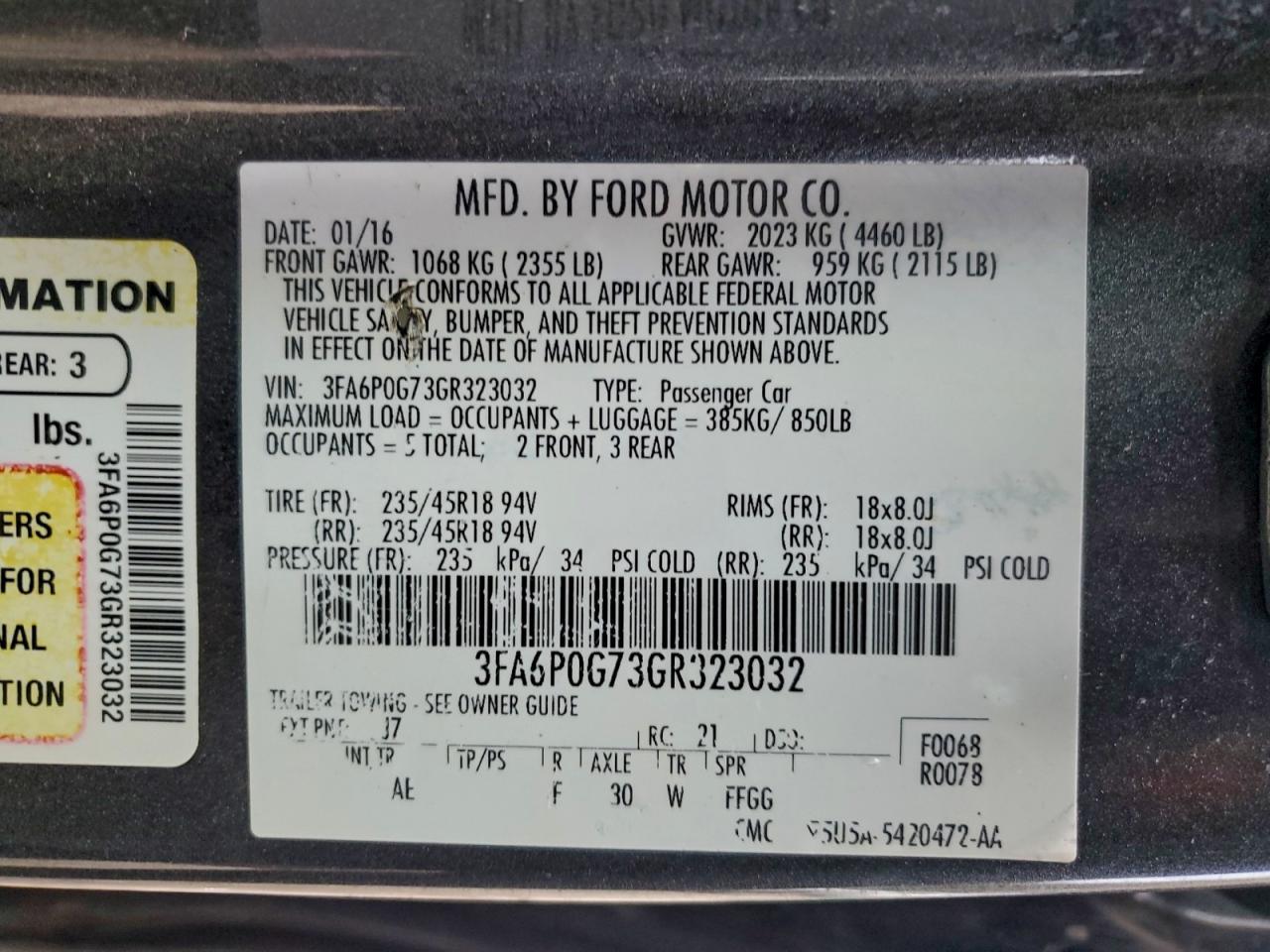 2016 FORD FUSION