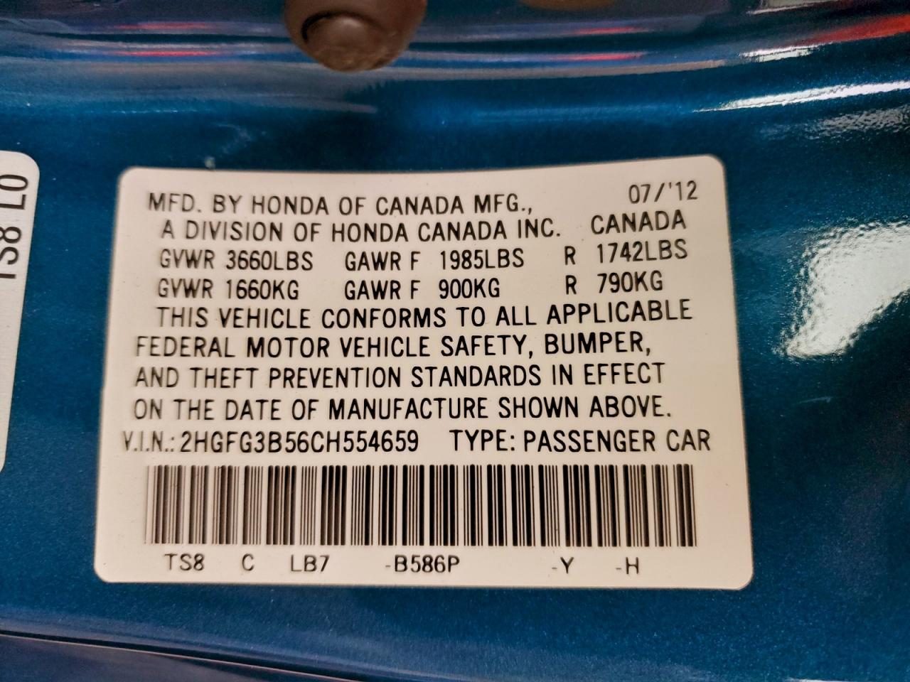 2012 HONDA CIVIC