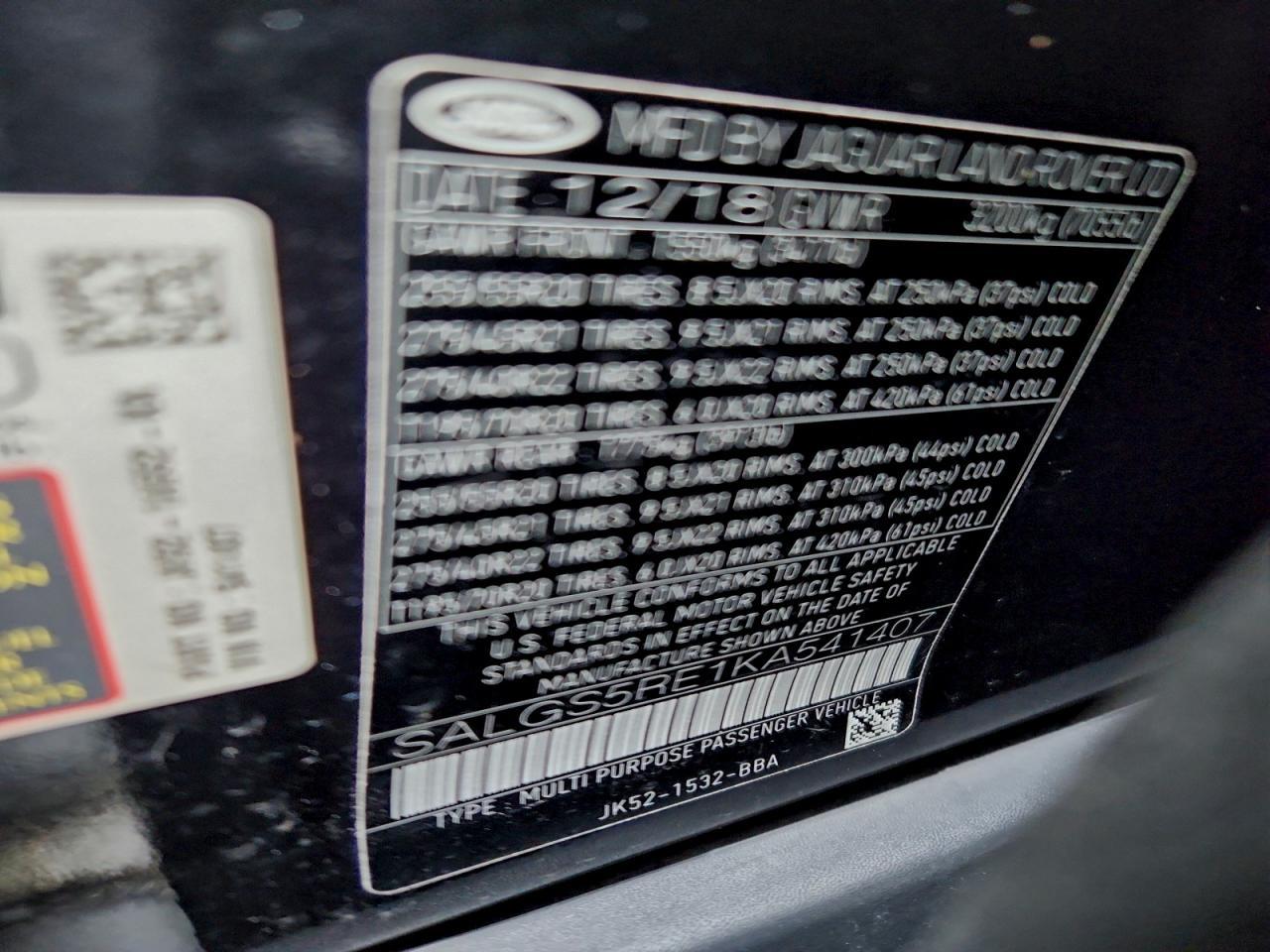 2019 LAND ROVER RANGE ROVER