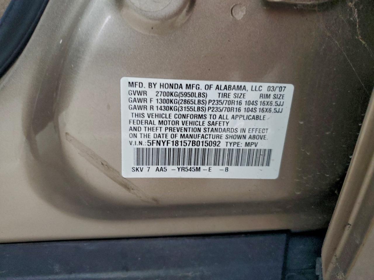 2007 HONDA PILOT