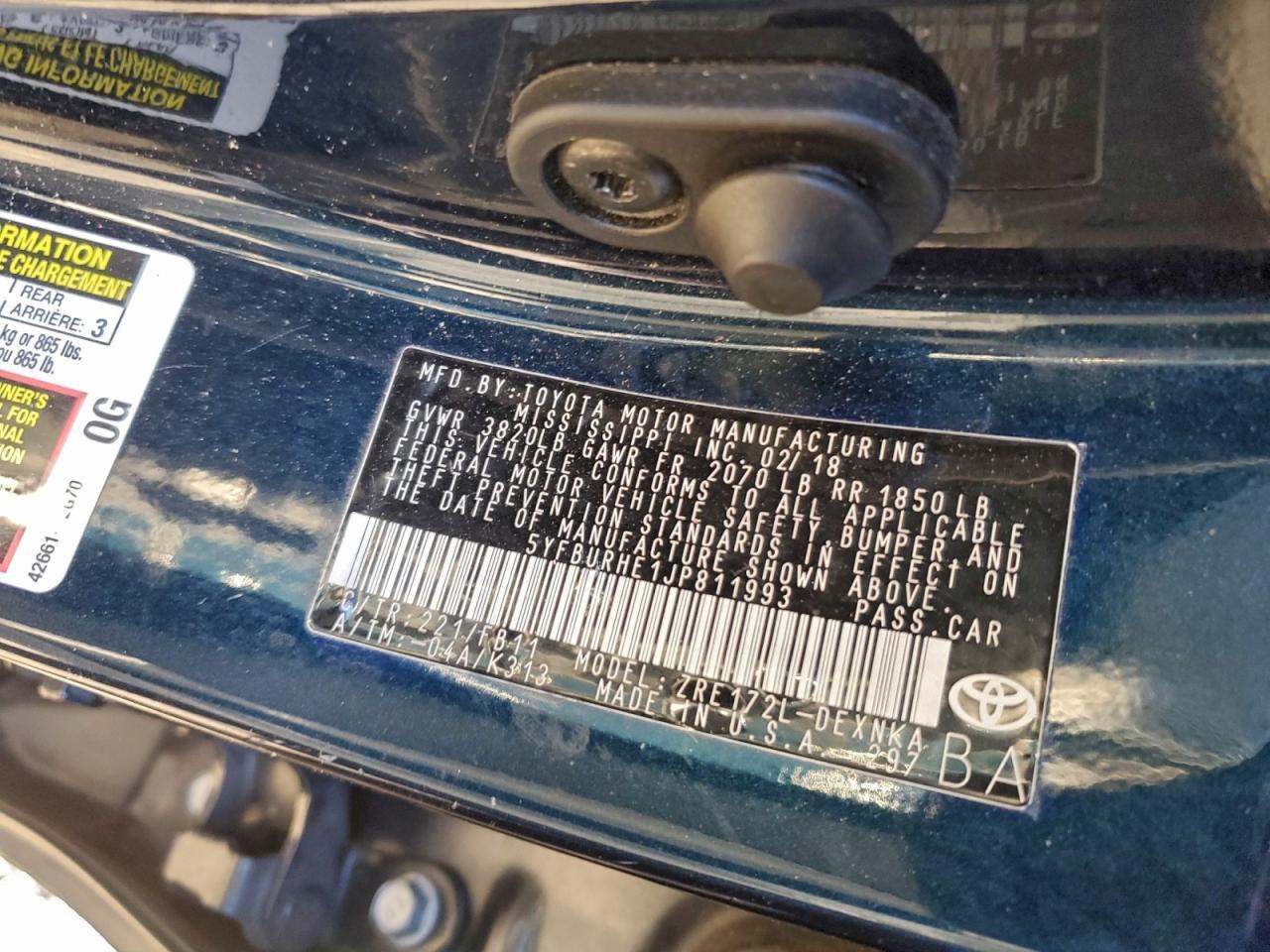 2018 TOYOTA COROLLA