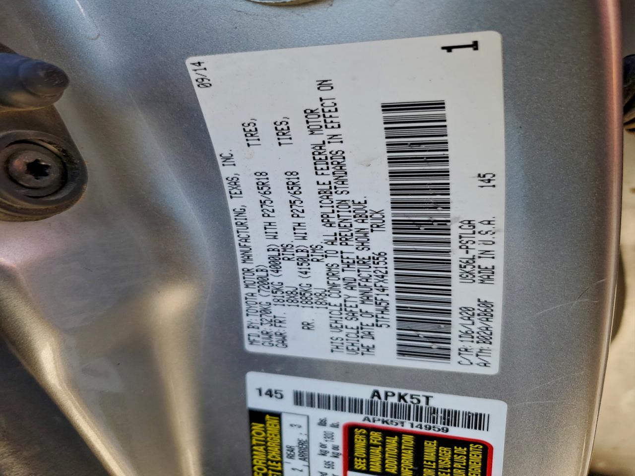 2015 TOYOTA TUNDRA