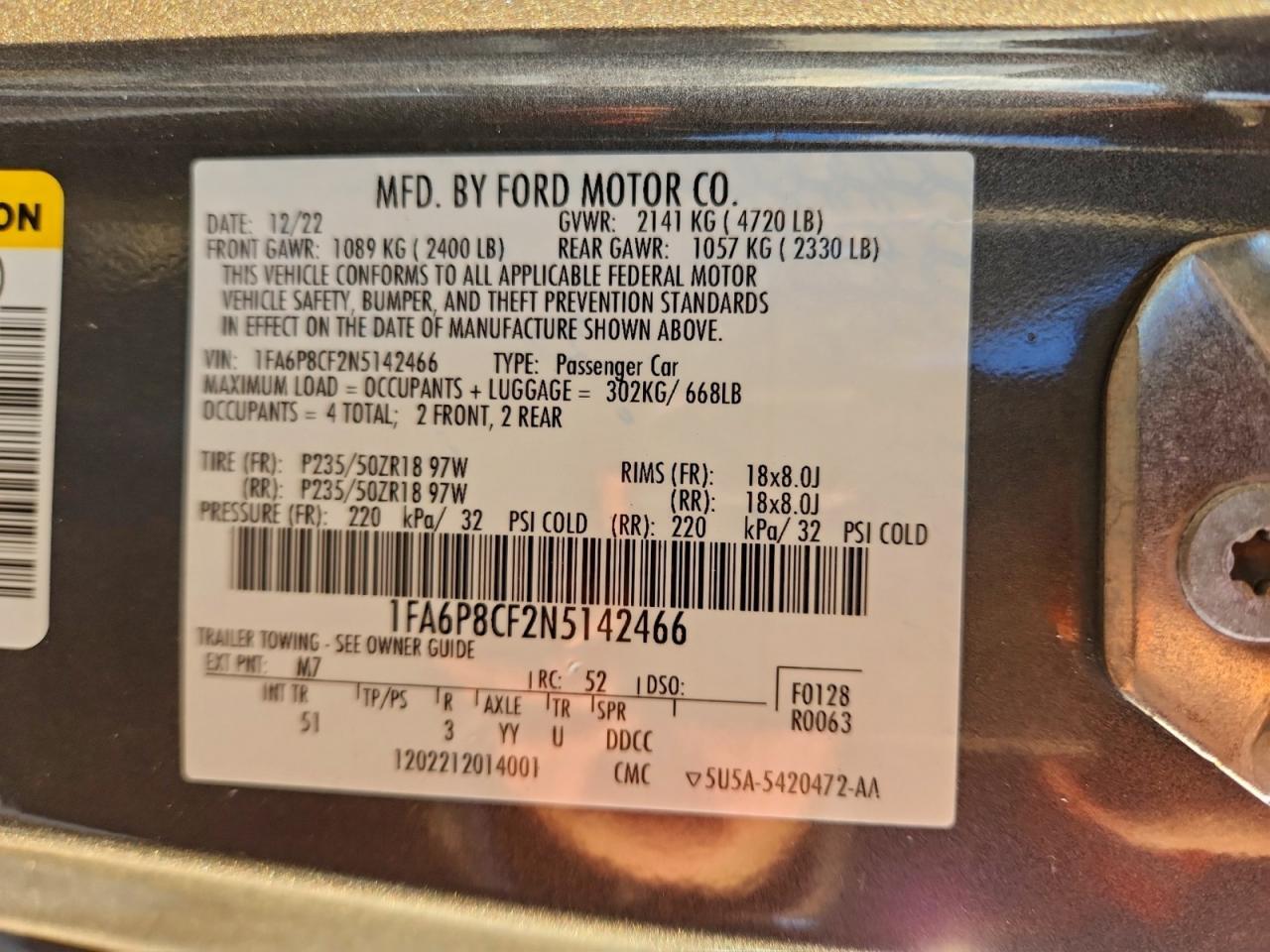 2022 FORD MUSTANG