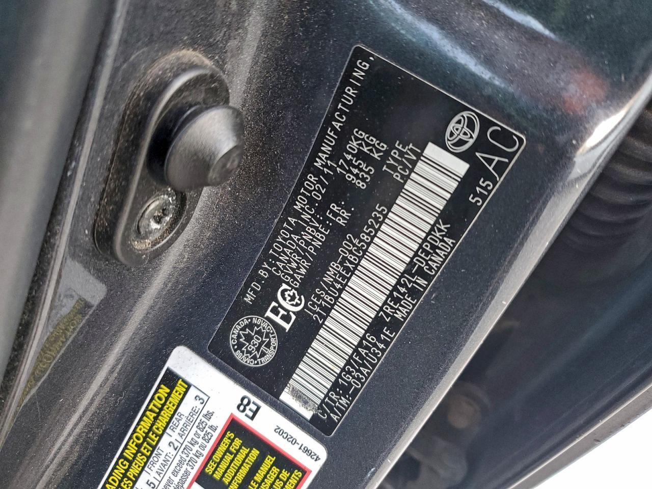 2011 TOYOTA COROLLA