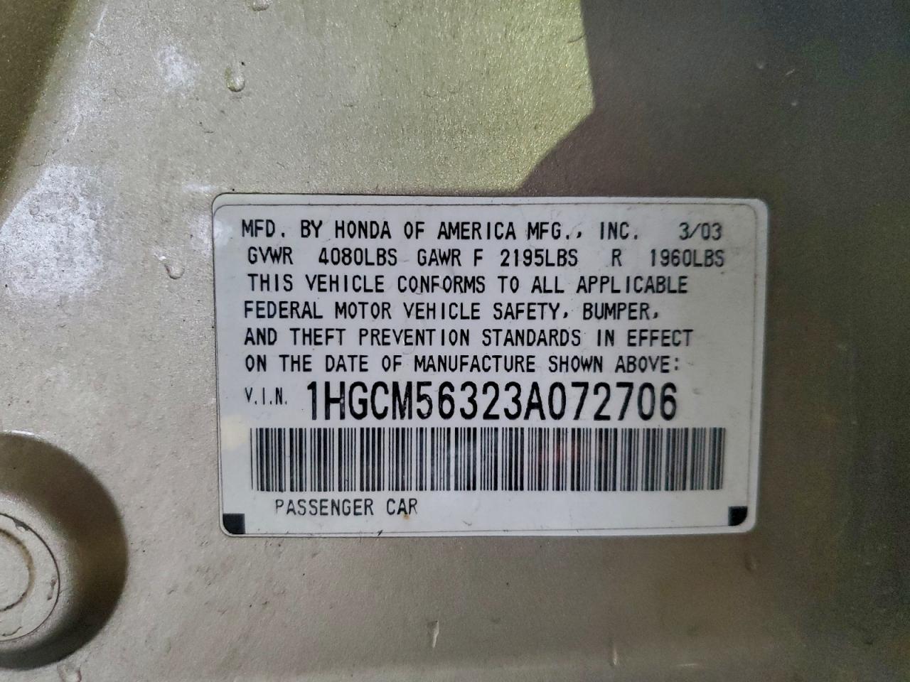 2003 HONDA ACCORD