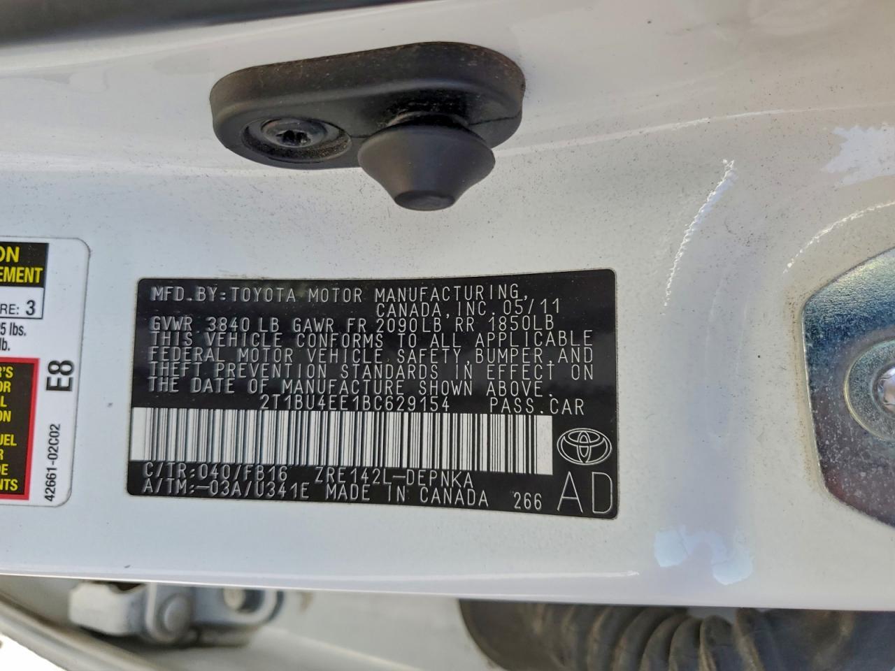 2011 TOYOTA COROLLA