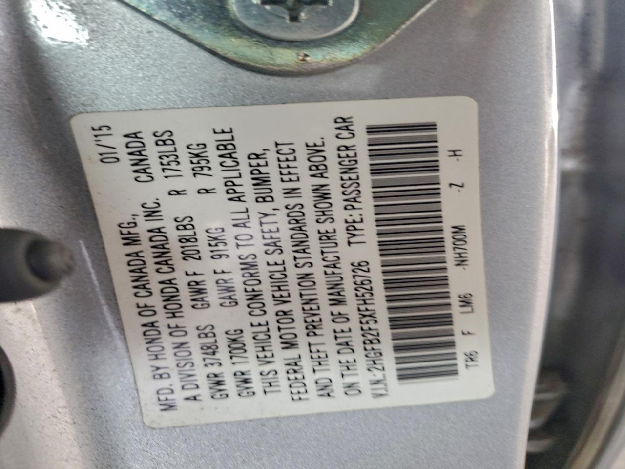 2015 HONDA CIVIC