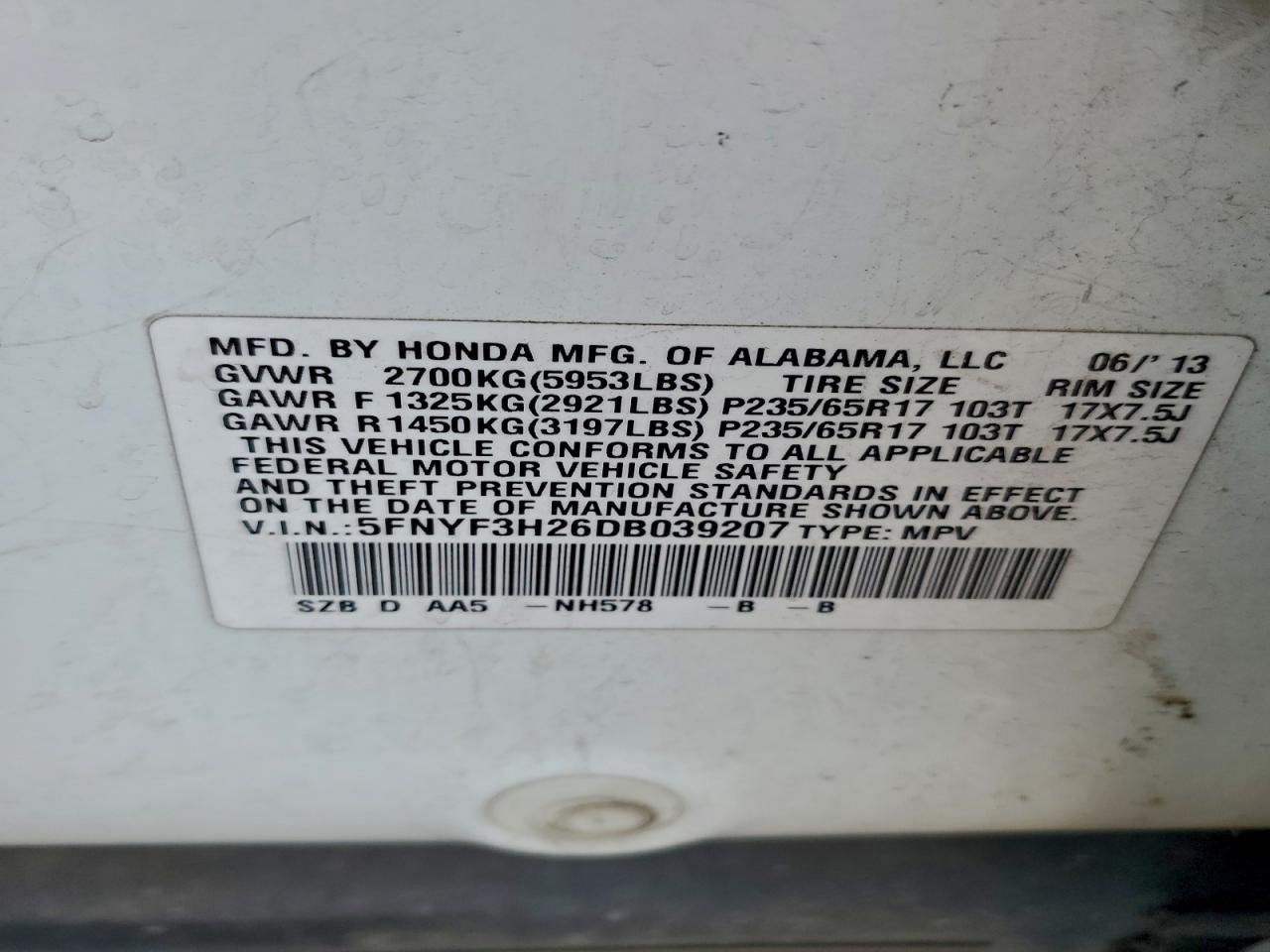 2013 HONDA PILOT