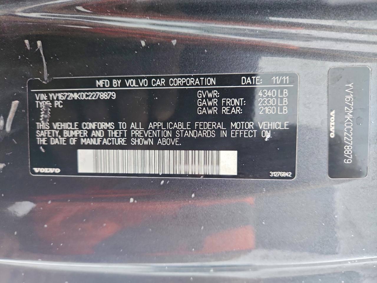 2012 VOLVO C30