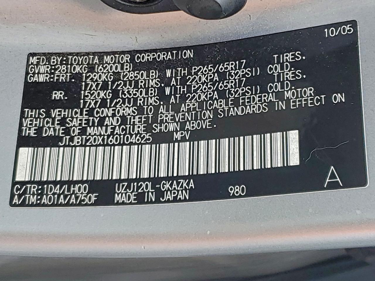 2006 LEXUS Gx 470