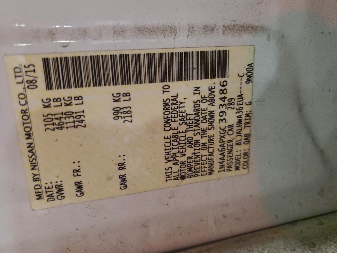 2016 NISSAN Maxima