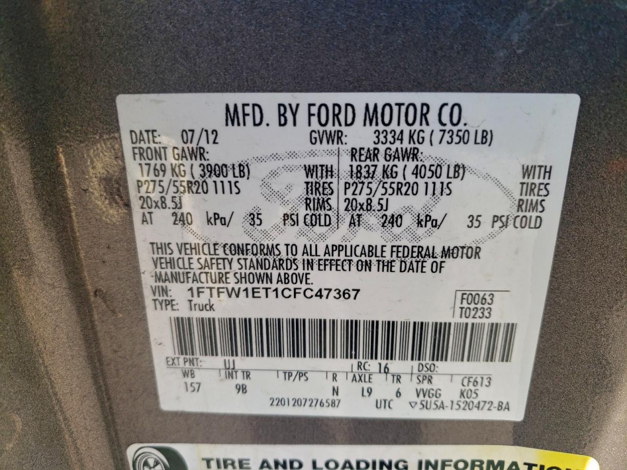 2012 FORD F-150
