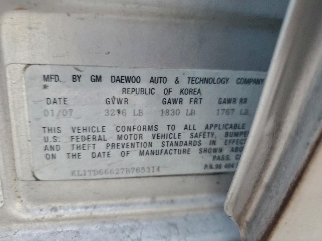 2007 CHEVROLET Aveo