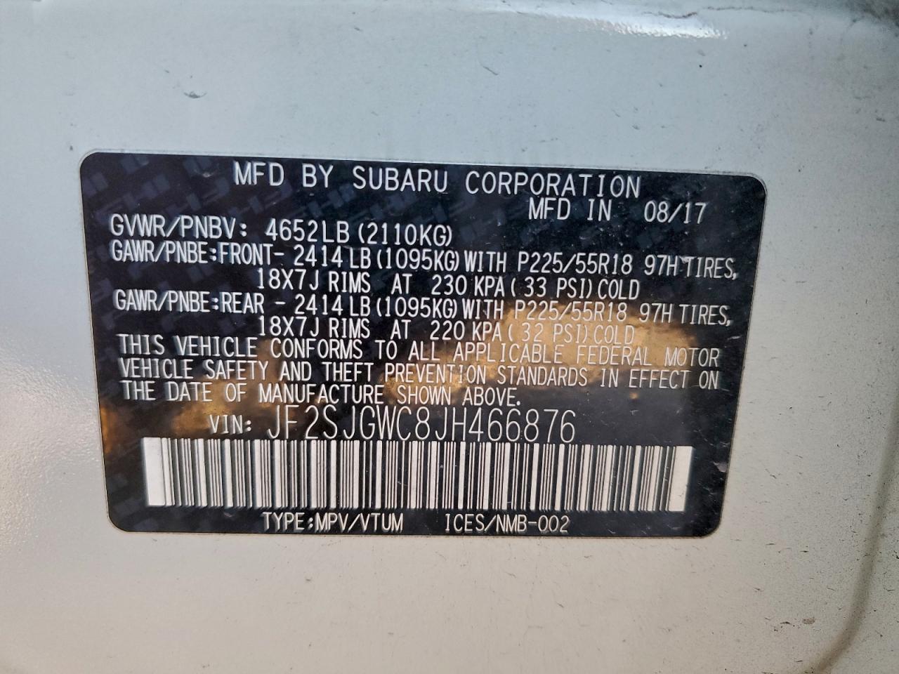 2018 SUBARU FORESTER
