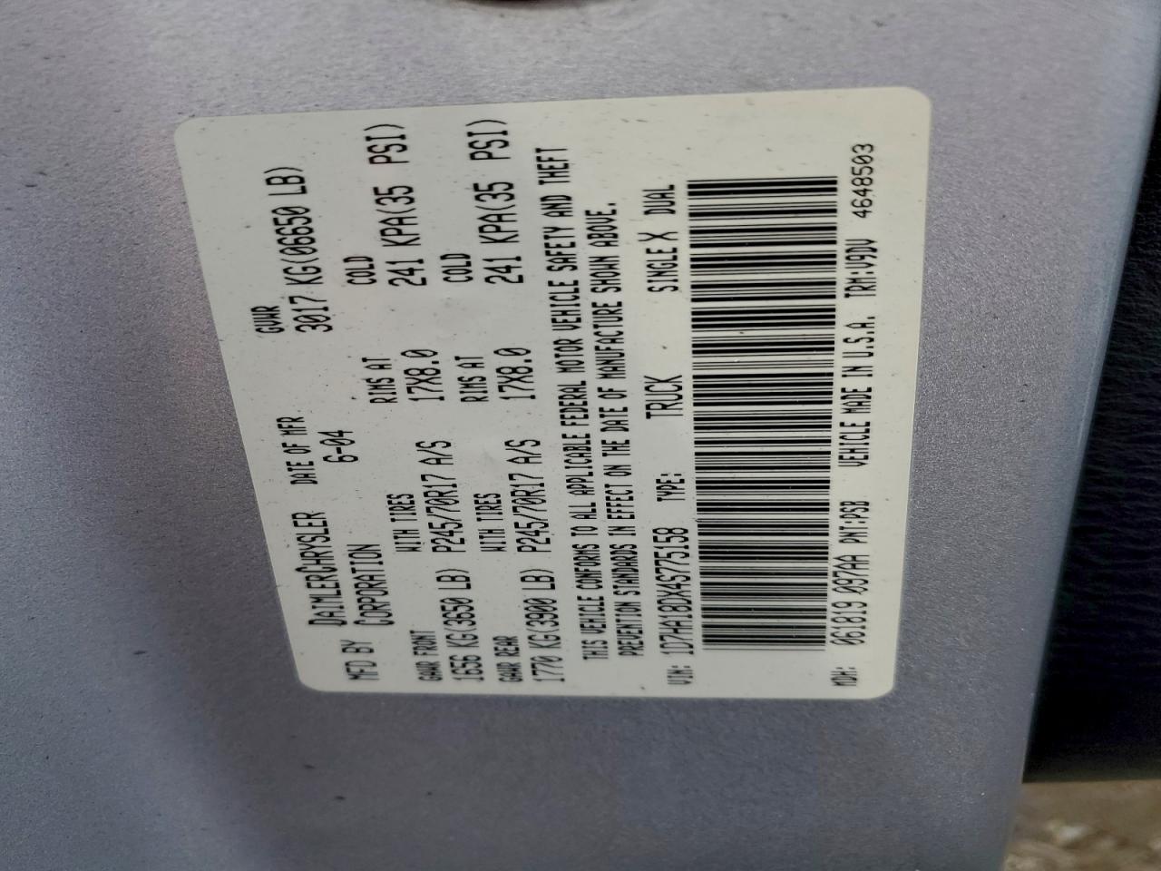 2004 DODGE RAM 1500