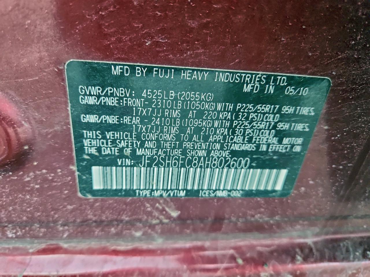 2010 SUBARU FORESTER