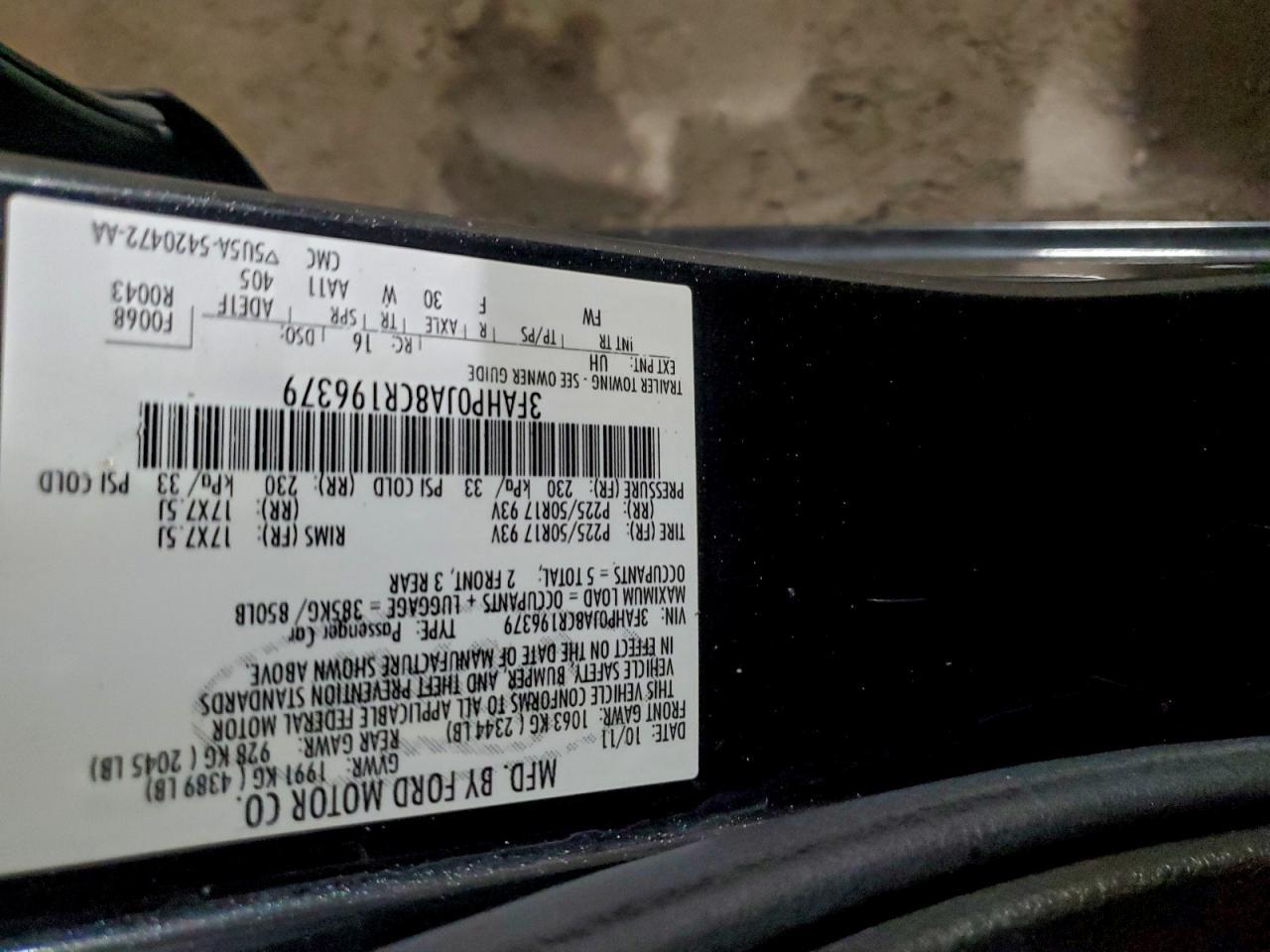 2012 FORD FUSION