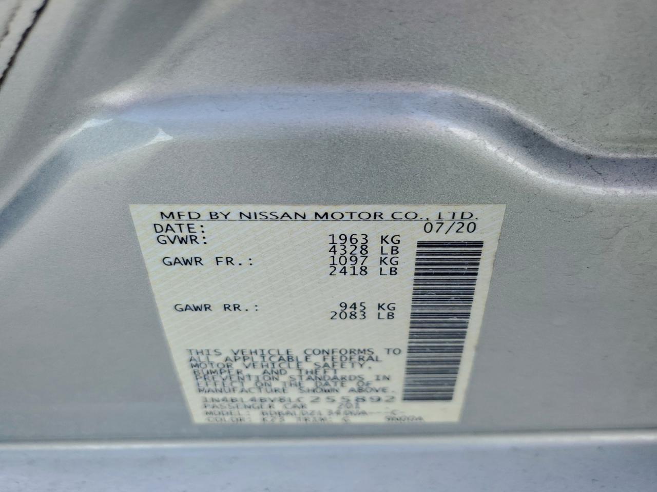 2020 NISSAN ALTIMA
