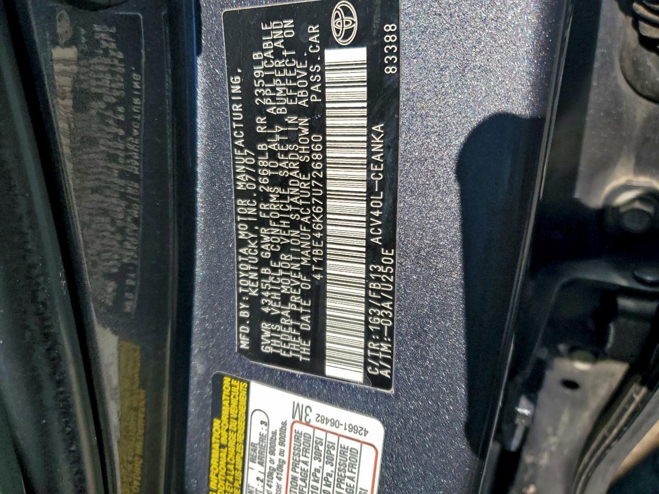 2007 TOYOTA CAMRY