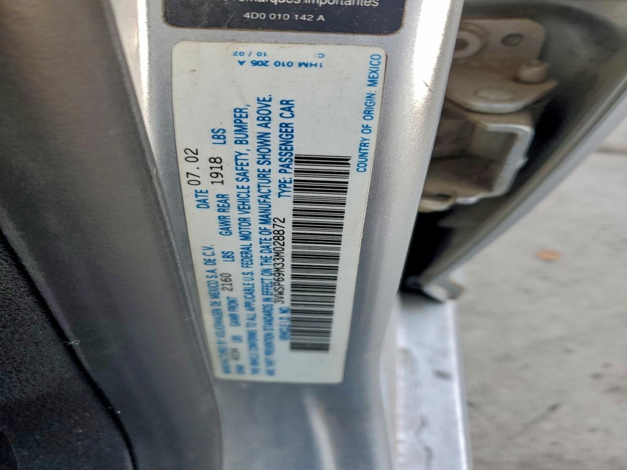 2003 VOLKSWAGEN JETTA