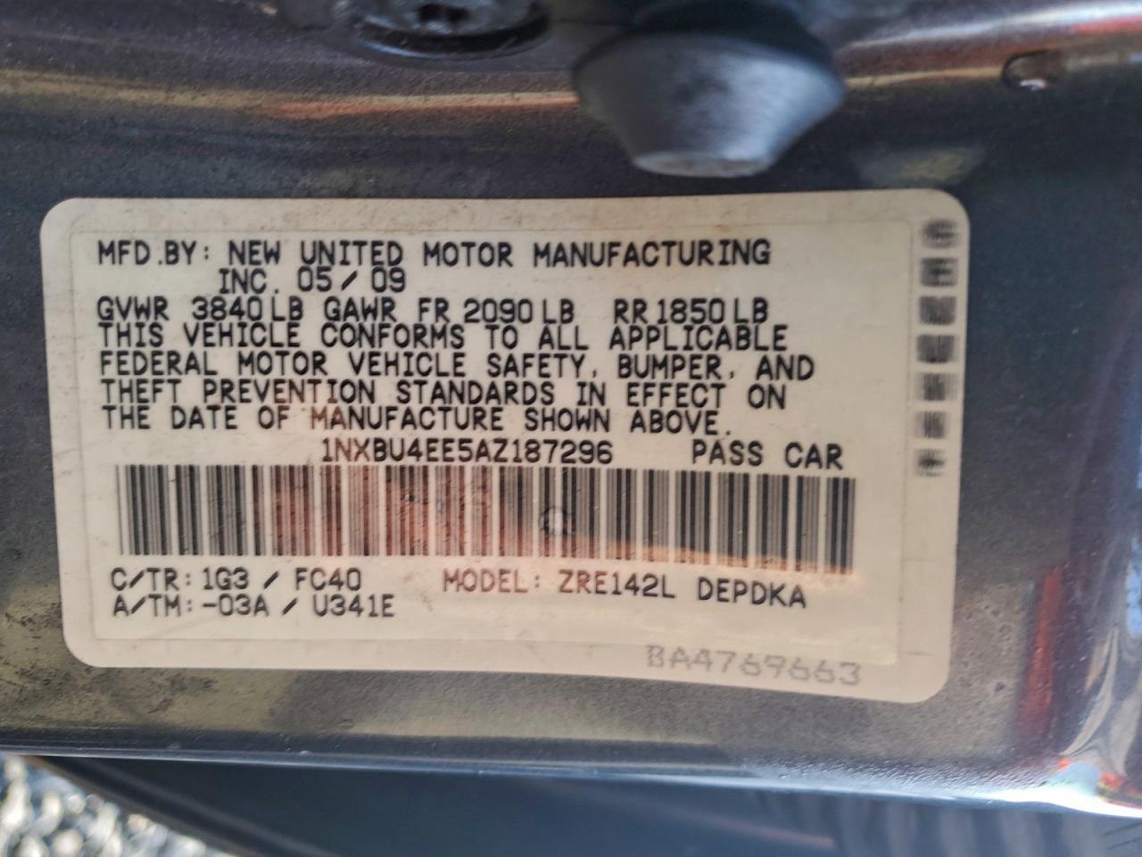 2010 TOYOTA COROLLA
