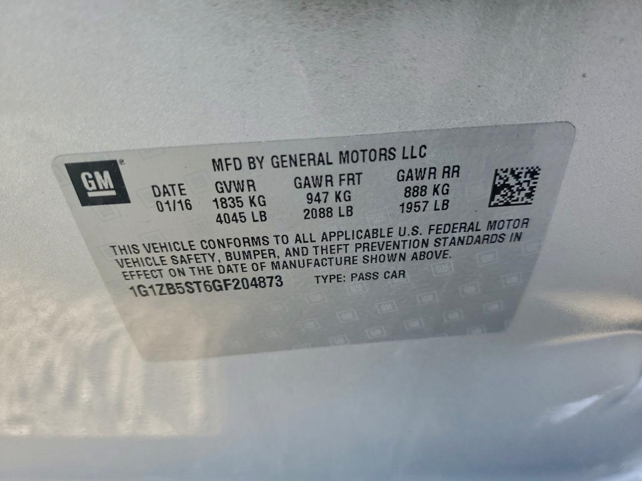 2016 CHEVROLET MALIBU
