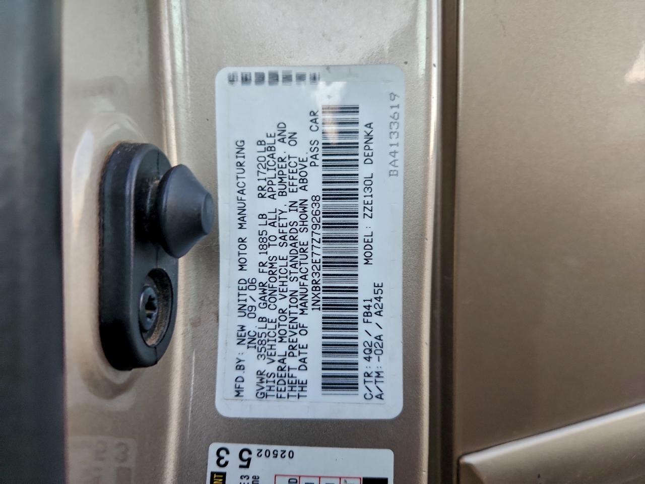 2007 TOYOTA COROLLA